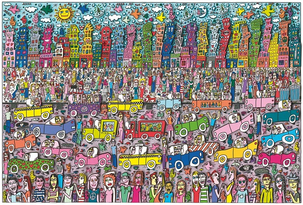 James Rizzi "Nothing Is As Pretty As A Rizzi City" 3D Siebdruck 80 x 120 cm