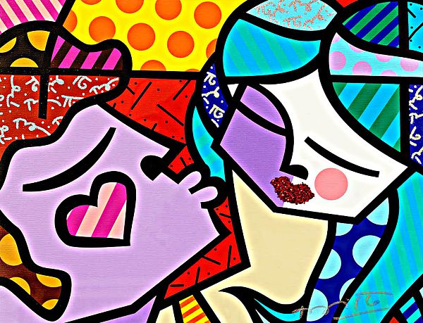 Romero Britto "Sweet Kisses Too" Siebdruck 40 x 50 cm