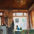 Andrew Judd "Café Jelinek - Morning" Öl auf Leinwand 60 x 60 cm