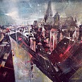 Bernhard Vogel "Wien - Dachlandschaft I" mixed media 80 x 100 cm