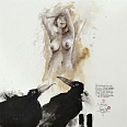 Bodo Klös "3 Voyeurs" Zeichnung mit Aquarell, Tusche und Kreide 56 x 56 cm