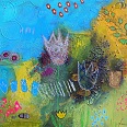 Franziska Schmalzl "In den Käferkindergarten" Mischtechnik auf Leinwand 70 x 70 cm