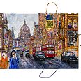 Thitz Urban Bag Art "London Fleet Street Phone Girl" 2021 Acrylfarben und recycelte Papiertüten auf Leinwand 50 x 70 cm