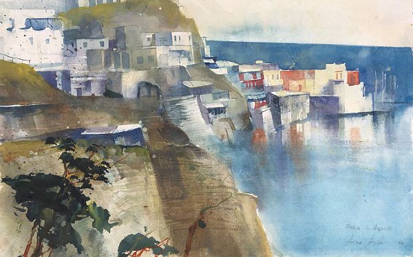 Heinz Hofer "Ischia S. Angelo" Aquarell 31,8 x 48,5 cm