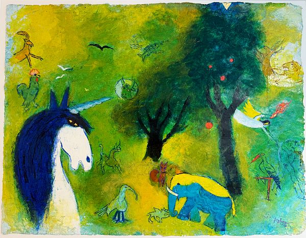 Adi Holzer - Der Garten Eden - 90x117cm - Siebdruck handkoloriert
