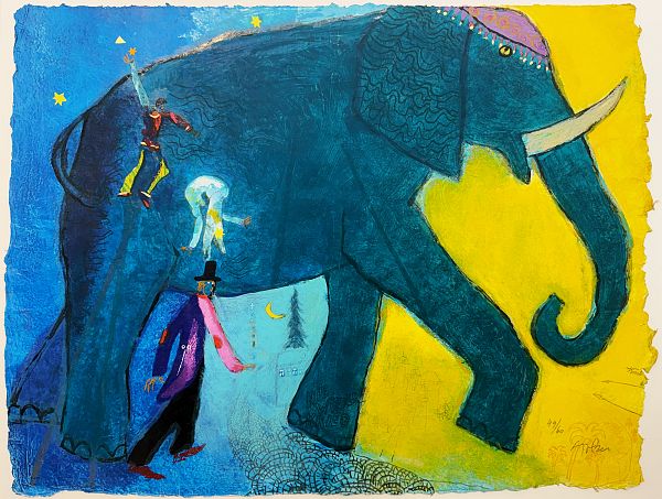 Adi Holzer - Elefant - Siebdruck Handkoloriert