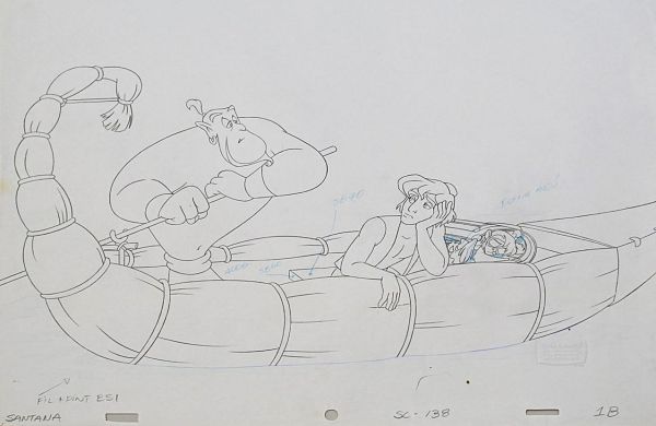Disney TV Art "Aladdin and the Genie" Original Pencil Drawing 27 x 35 cm