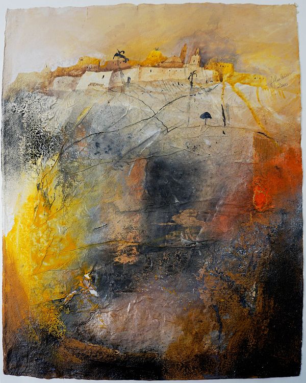 Almbauer, Südliche Landschaft, Mixed Media, 101x80cm