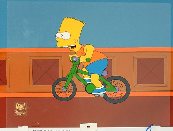 The Simpsons "The Manison Family-Bart on a Bike" Original Production Cel 28 x 36 cm