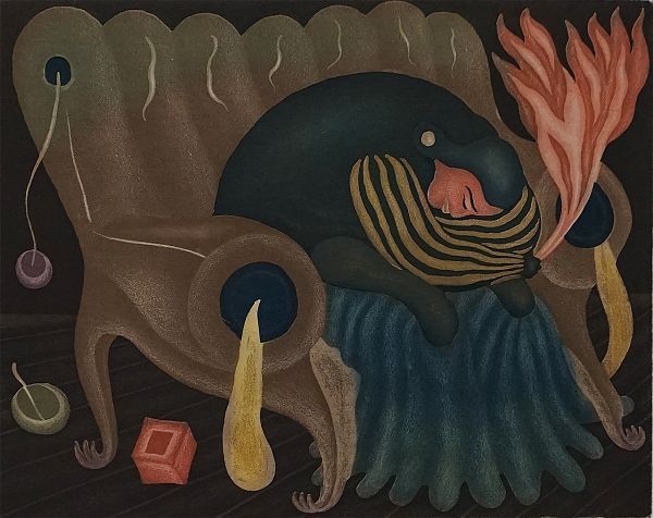 Arik Brauer, Das Armenwesen, Farbradierung