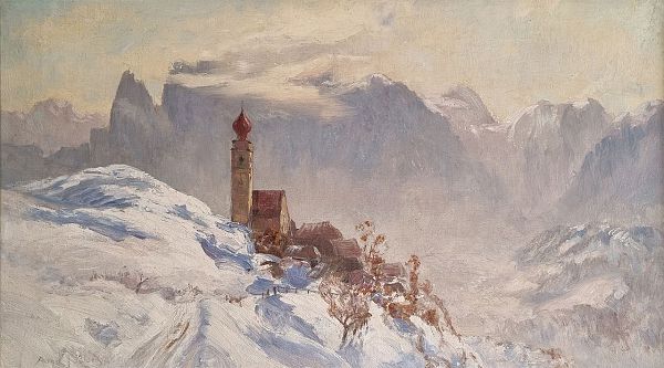 Arthur J. Bleck "St. Konstantin am Ritten" Öl auf Leinwand 41,5 x 71,5 cm