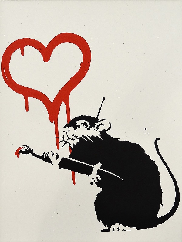 Banksy by The West Country Prince "Love Rat" Siebdruck 60 x 48 cm