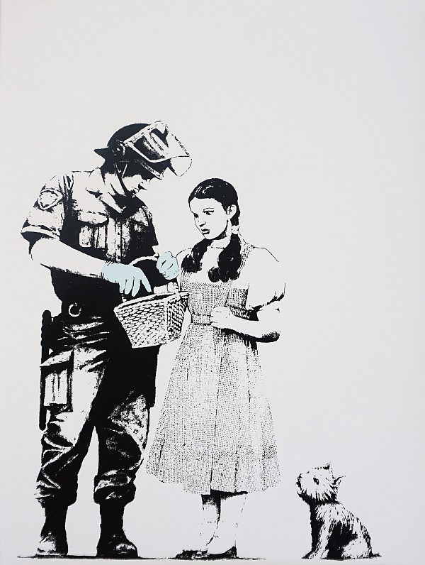 Banksy by The West Country Prince "Dorothy - Police search" Siebdruck 70 x 50 cm