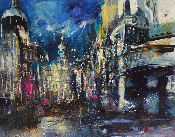 Bernhard Vogel "Innbruck- Theresienstrasse" Aquarell