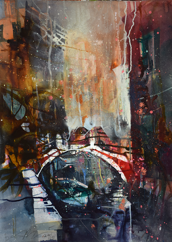 Bernhard Vogel "Rio della Toletta, Venedig" Aquarell 76 x 56 cm