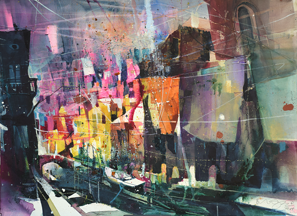 Bernhard Vogel "Rio Riello, Venedig" Aquarell 56 x 76 cm