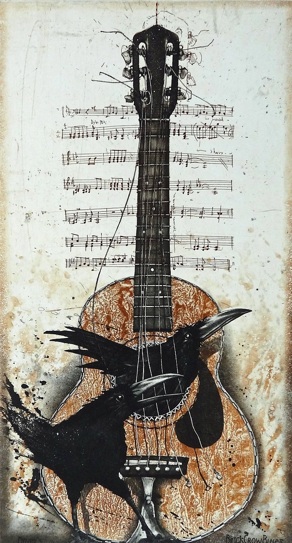 Bodo Klös "Black Crow Blues" Radierung 79 x 51 cm