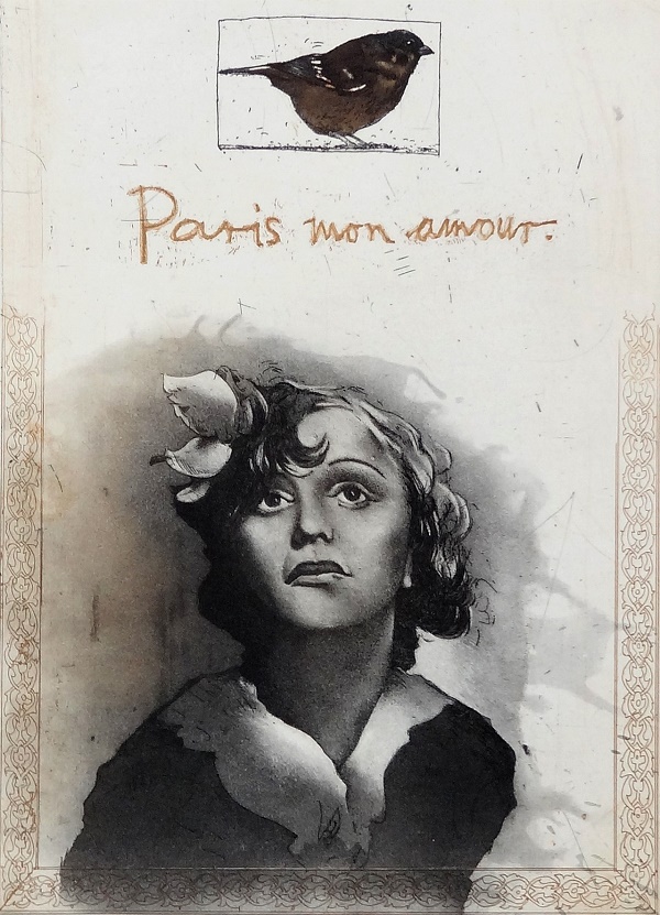 Bodo Klös Portrait "Edith Piaf" Radierung 50 x 40 cm