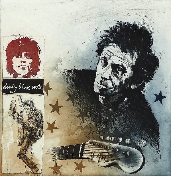 Bodo Klös "Portrait Keith Richards" Radierung 50 x 40 cm
