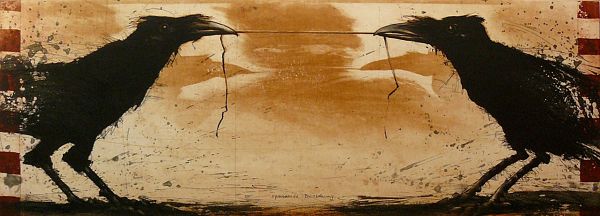 Bodo Klös "Spannende Beziehung" Radierung 45 x 90 cm