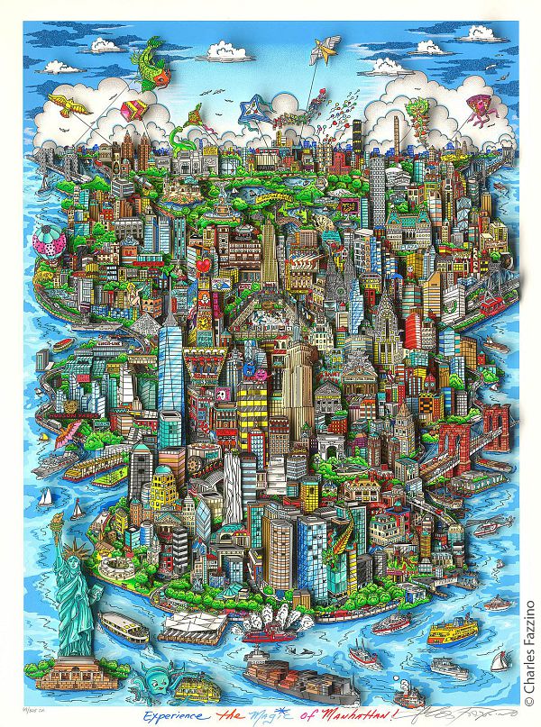 Charles Fazzino "Experience the magic of Manhatten" 3D-Siebdruck 97,5 x 70 cm