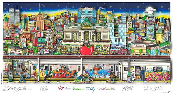 Charles Fazzino "Hot town, summer in the city" 3D-Siebdruck 120 x 80 cm