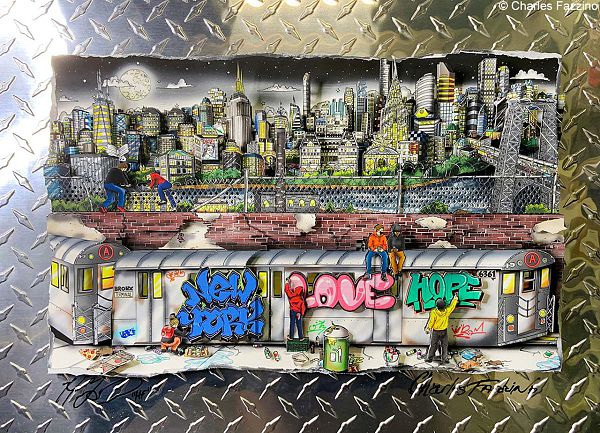 Charles Fazzino "Tagging the Subway" 3D-Siebdruck 50 x 65 cm