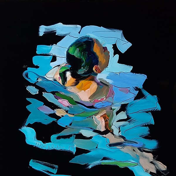 Claudio Malacarne "Little Girl" Öl auf Plexiglas 61 x 61 cm
