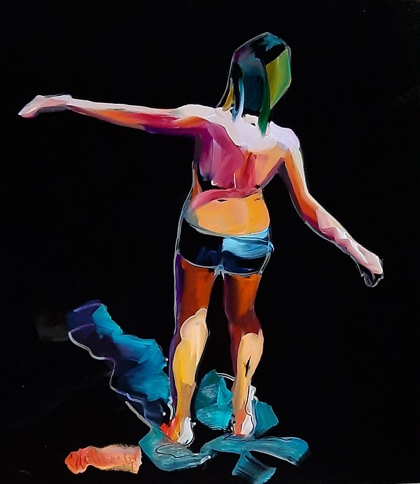 Claudio Malacarne "Soglia dell acqua" Öl auf Plexiglas 61 x 61 cm