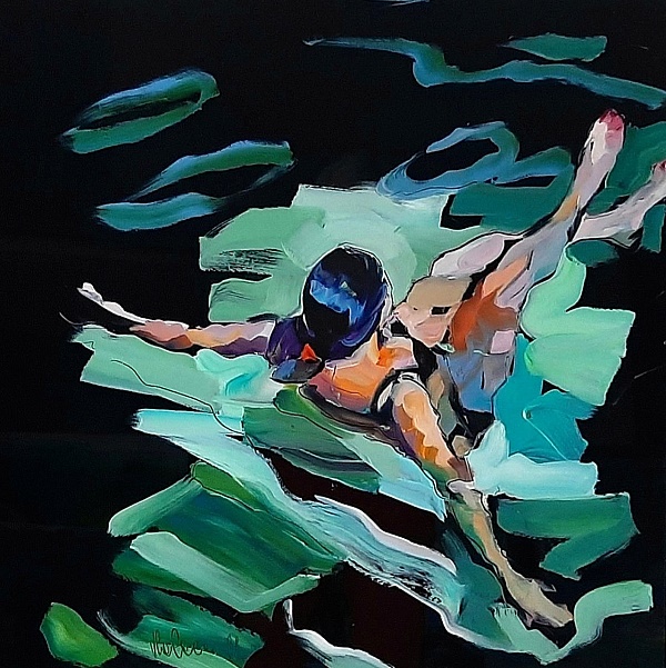 Claudio Malacarne "Sospensione" Öl auf Plexiglas 61 x 61 cm