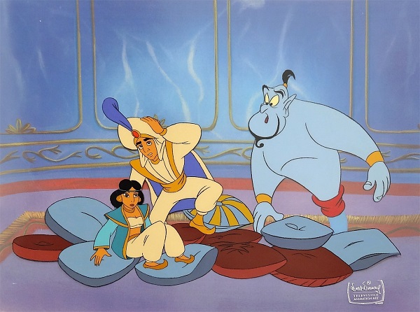 Disney TV Art "Aladdin, Jasmine and the Genie" Original Production Cel 27 x 32 cm