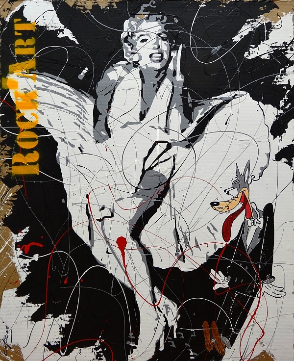Dominique Capocci Rock Art "Marilyn" Mixed Media auf Karton 80 x 67 cm