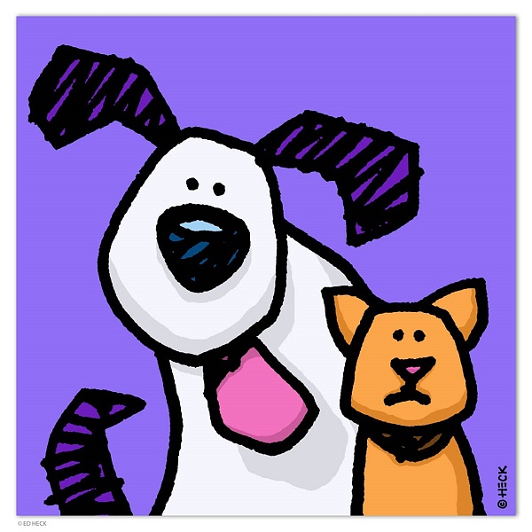 Ed Heck "Cat Lick" Farbpigmentdruck auf Leinwand 80 x 80 cm