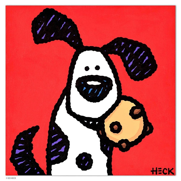 Ed Heck "If you give a Dog a Cookie" Acryl auf Leinwand 60 x 60 cm