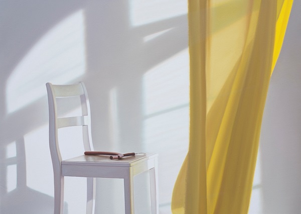 Edite Grinberga "Stuhl mit Gelb" Öl auf Leinwand 100 x 140 cm