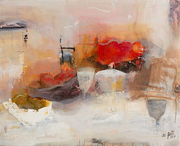 Elena Gatti "Dessert und Weitblick" Acryl auf Leinwand 81 x 100 cm