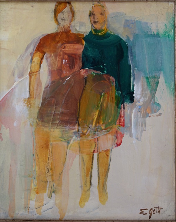 Elena Gatti "Frauen III" Mischtechnik 26,5x21,5 cm