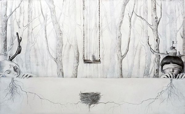 Elisa Anfuso "Studio per Cyclocosmia II" Bleistift auf Papier 50 x 65 cm