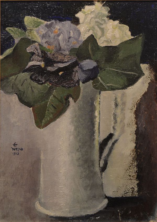 Ernst Nepo "Blumenstilleben" 1963 Öl auf Karton35 x 23 cm