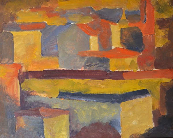Ernst Nepo "Stadtansicht" Öl auf Malpappe 40 x 49 cm