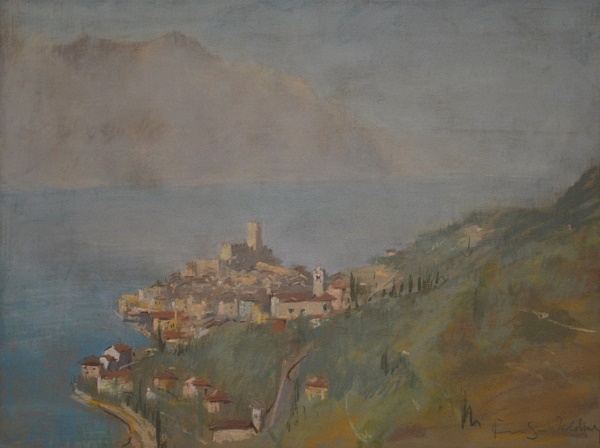Erwin Lutz - Waldner "Malcesine" 1948 Pastell 35 x 45 cm