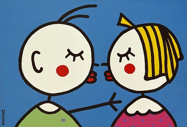 Franz Basdera "Der erste Kuss" Acryl auf Leinwand 50 x 70 cm