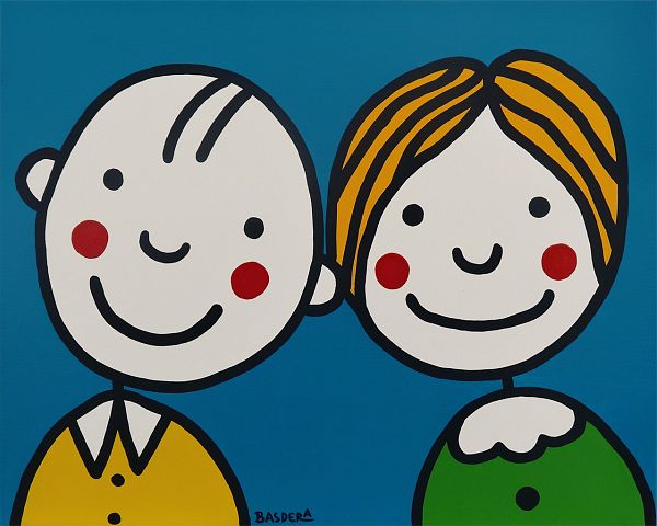Franz Basdera "Jugendliebe" Acryl auf Leinwand 40 x 50 cm