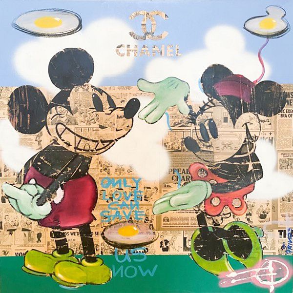 FRINGE "Chanel Mickey und Minnie (Structures)" Siebdruck 100 x 100 cm Edition 25
