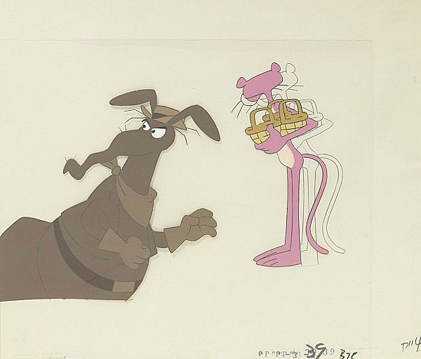 Friz Freleng "Pink Panther - Ameisenbär und Panther mit Korb" Original Production Cel + Drawing