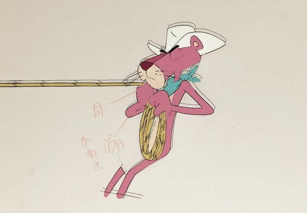 Friz Freleng "Pink Panther - Cowboy" Original Production Cel +. Drawing