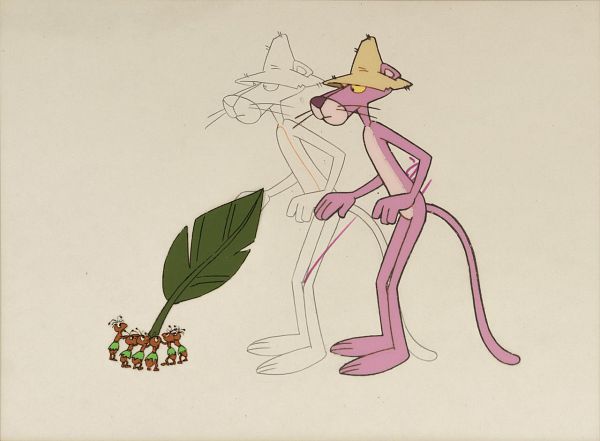 Friz Freleng "Pink Panther und Charlies" Original Production Cel + Drawing