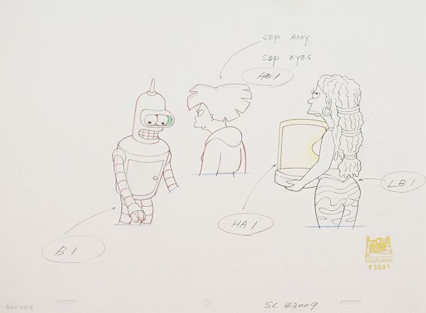 Futurama "Bender's big score" Original Pencil Drawing 27 x 31,5 cm