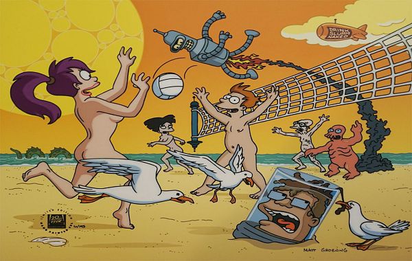 Futurama "Naked Volleyball" Litografie 33 x 38 cm