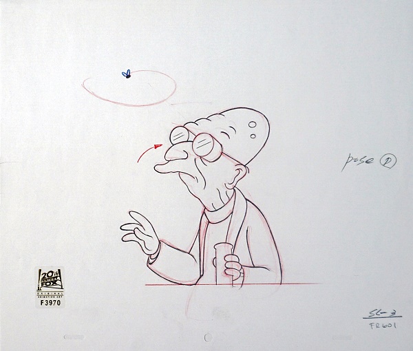 Futurama "Professor" Original Pencil Drawing  26,5 x 31,5 cm